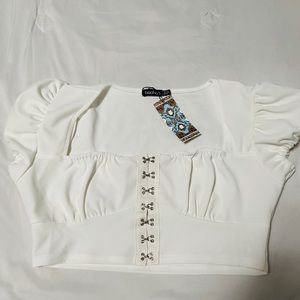 Boohoo white crop top